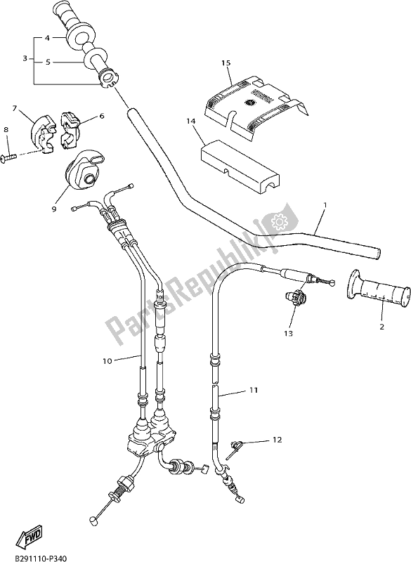 All parts for the Steering Handle & Cable of the Yamaha YZ 250 FX 2018