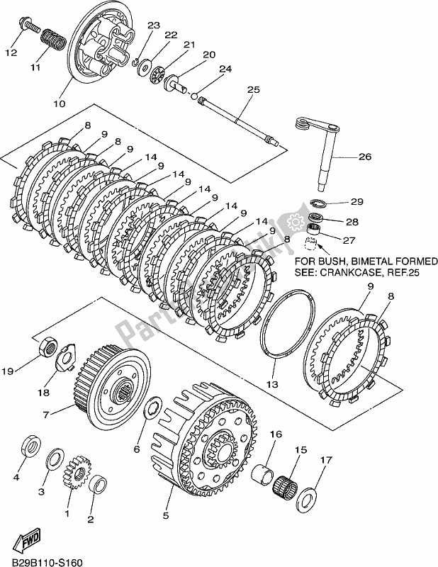 All parts for the Clutch of the Yamaha YZ 250 FX 2019