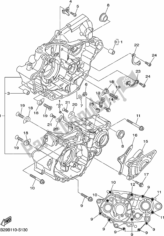 All parts for the Crankcase of the Yamaha YZ 250 FX 2019