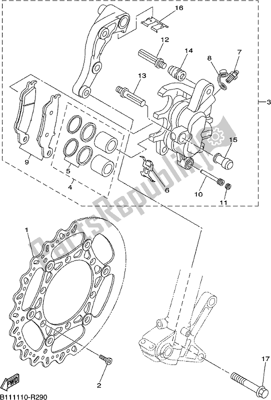 All parts for the Front Brake Caliper of the Yamaha YZ 250 FX 2019