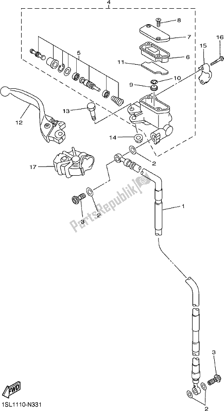 All parts for the Front Master Cylinder of the Yamaha YZ 250 FX 2019