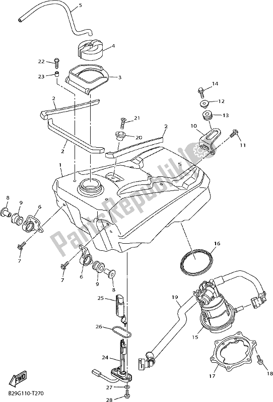 Tutte le parti per il Serbatoio Di Carburante del Yamaha YZ 250 FX 2019