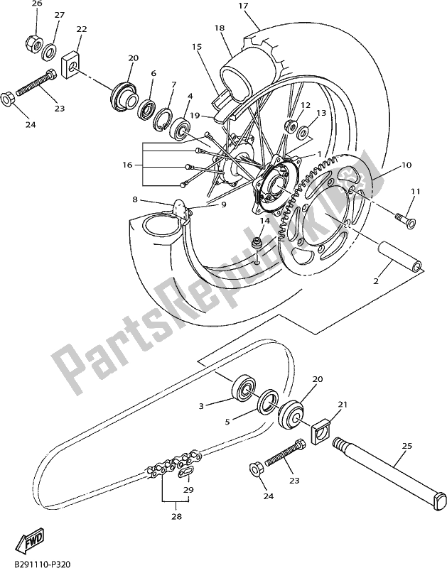 Toutes les pièces pour le Roue Arrière du Yamaha YZ 250 FX 2019