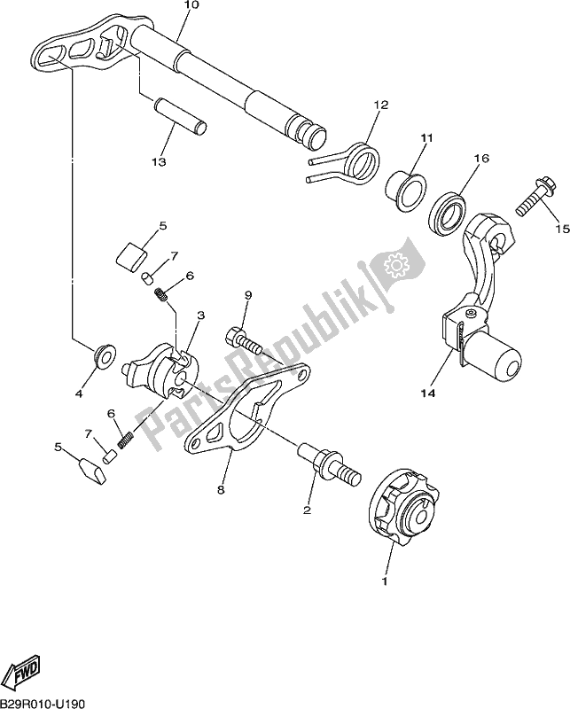 All parts for the Shift Shaft of the Yamaha YZ 250 FX 2019