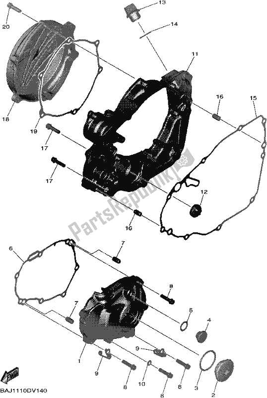 Wszystkie części do Pokrywa Skrzyni Korbowej 1 Yamaha YZ 250 FX 2020