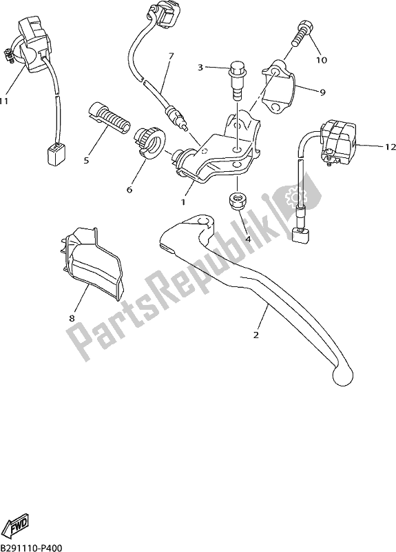 All parts for the Handle Switch & Lever of the Yamaha YZ 250 FX 250F Cross Country 2017