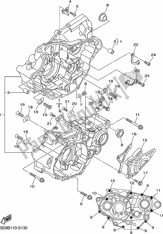 All parts for the Crankcase of the Yamaha YZ 250 FX 250F Cross Country 2018