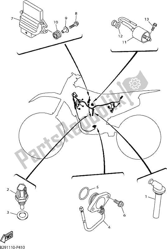 All parts for the Electrical 1 of the Yamaha YZ 250 FX 250F Cross Country 2018