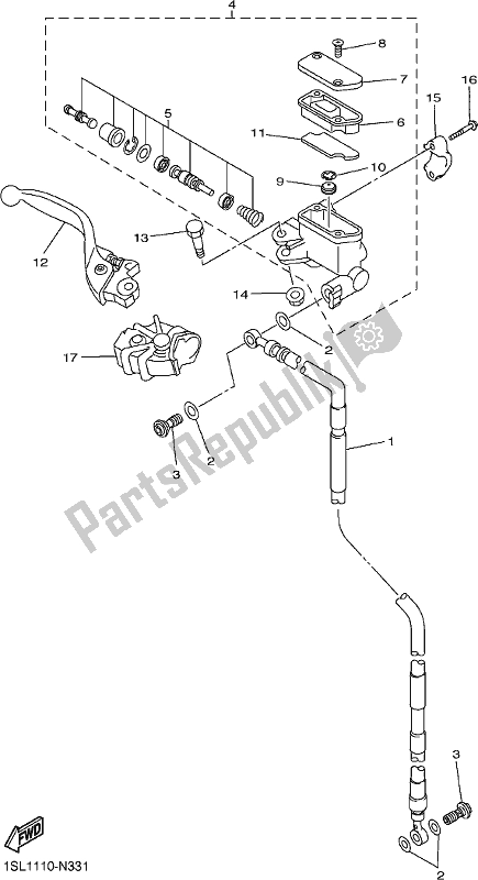 Wszystkie części do Przedni Cylinder G?ówny Yamaha YZ 250 FX 250F Cross Country 2019