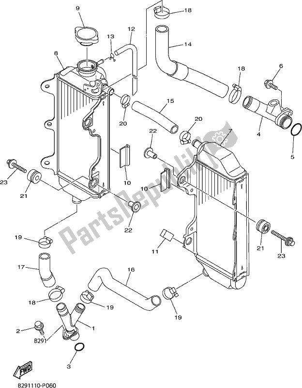 Toutes les pièces pour le Tuyau De Radiateur du Yamaha YZ 250 FX 250F Cross Country 2019