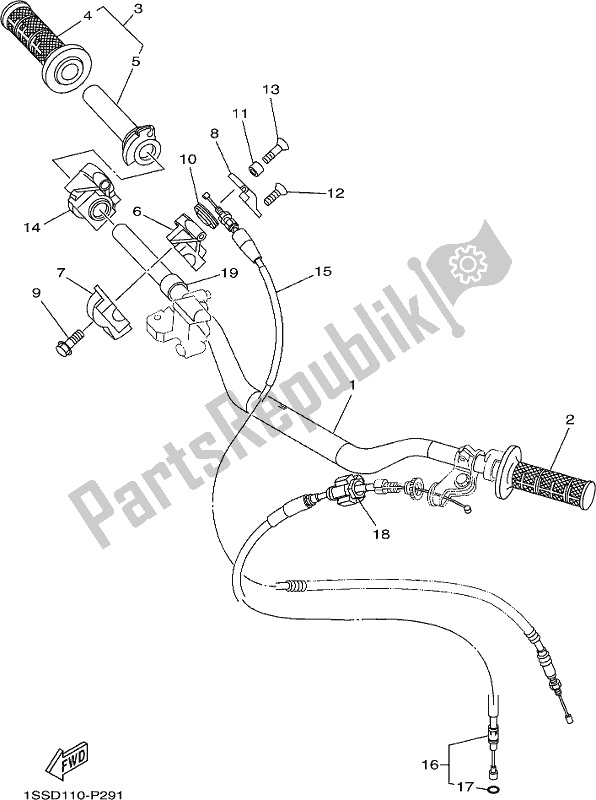 All parts for the Steering Handle & Cable of the Yamaha YZ 250H 2017