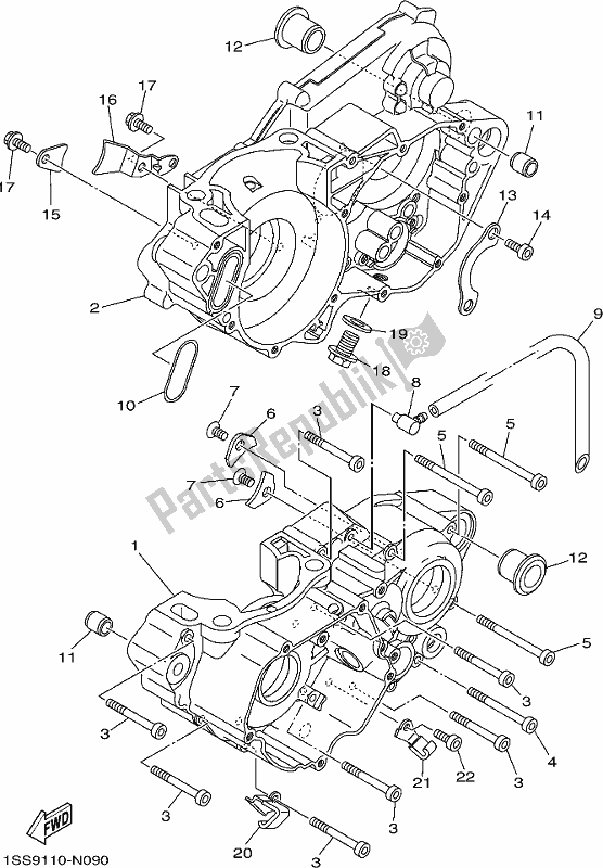 All parts for the Crankcase of the Yamaha YZ 250H 250 2017