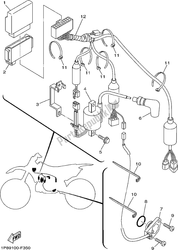 All parts for the Electrical 1 of the Yamaha YZ 250H 250 2017