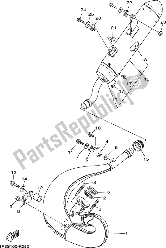 All parts for the Exhaust of the Yamaha YZ 250H 250 2017