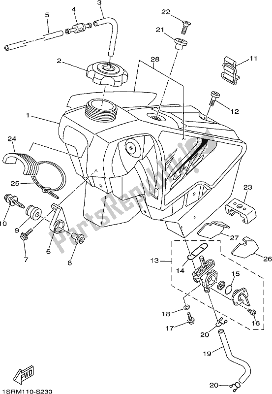 All parts for the Fuel Tank of the Yamaha YZ 250H 250 2017