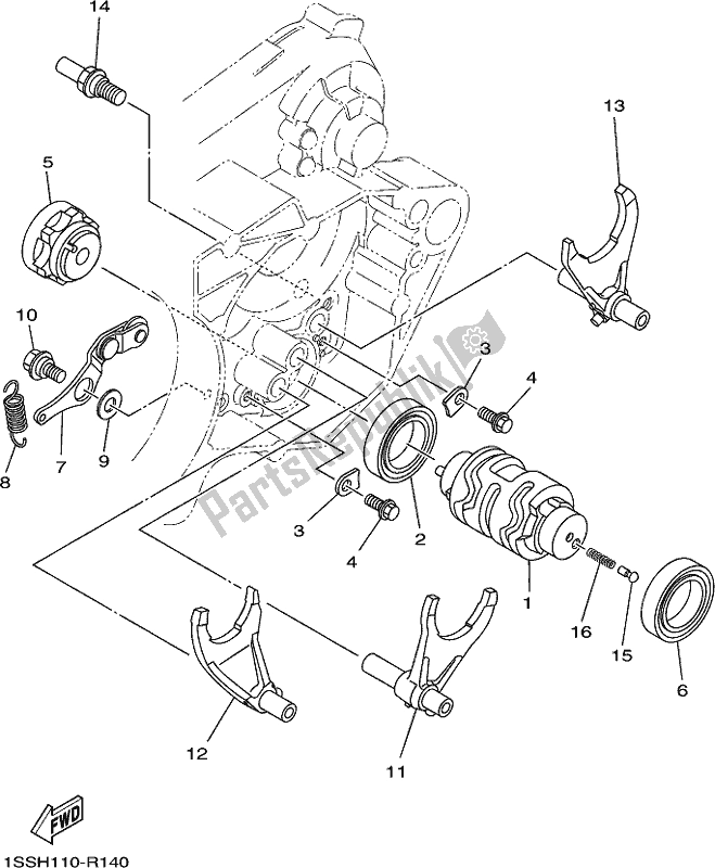 All parts for the Shift Cam & Fork of the Yamaha YZ 250H 250 2017