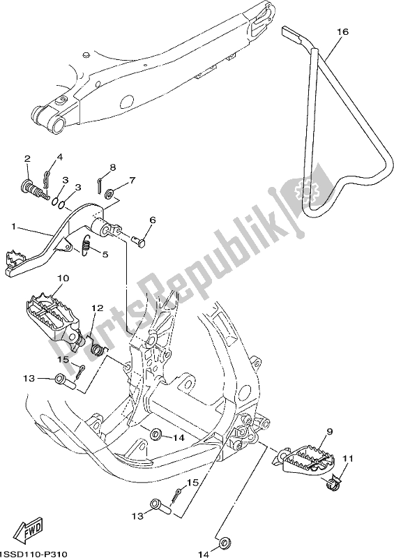 All parts for the Stand & Footrest of the Yamaha YZ 250H 250 2017