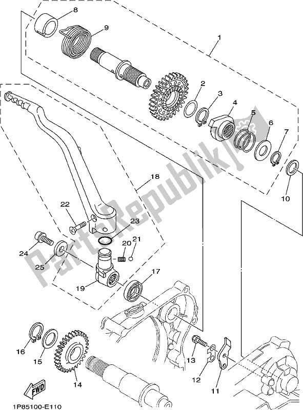 All parts for the Starter of the Yamaha YZ 250H 250 2017