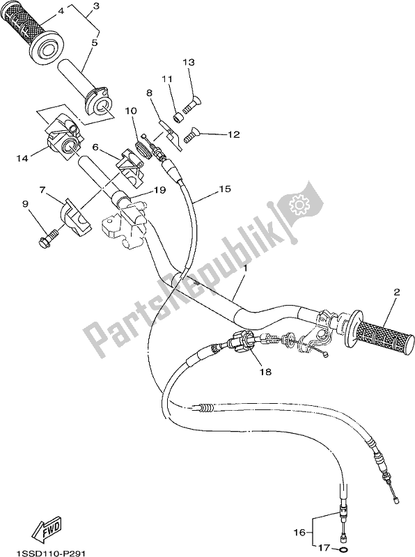 All parts for the Steering Handle & Cable of the Yamaha YZ 250H 250 2017