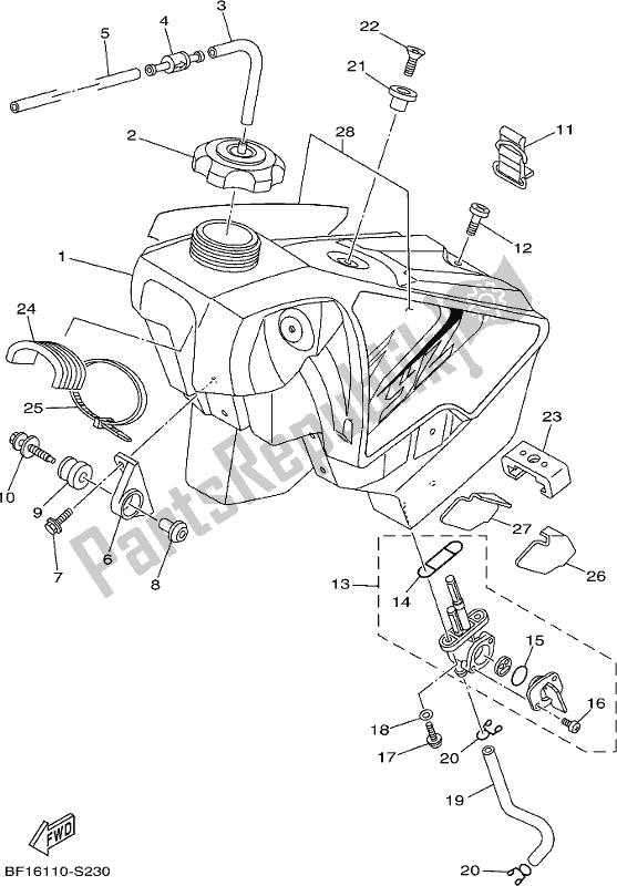 Tutte le parti per il Serbatoio Di Carburante del Yamaha YZ 250X 2017