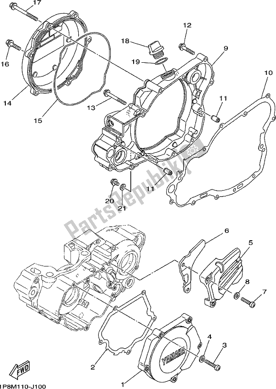 Wszystkie części do Pokrywa Skrzyni Korbowej 1 Yamaha YZ 250X 2019