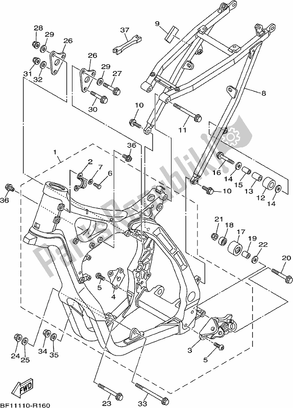 Wszystkie części do Rama Yamaha YZ 250X 2019