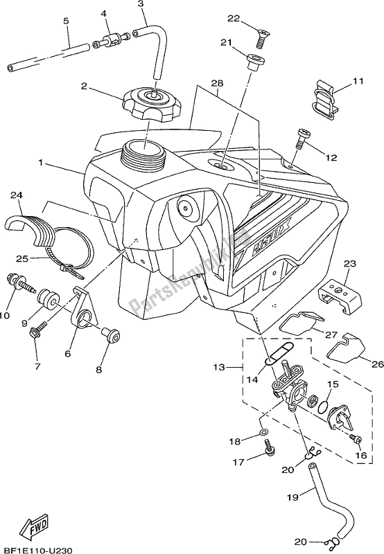 Wszystkie części do Zbiornik Paliwa Yamaha YZ 250X 2019