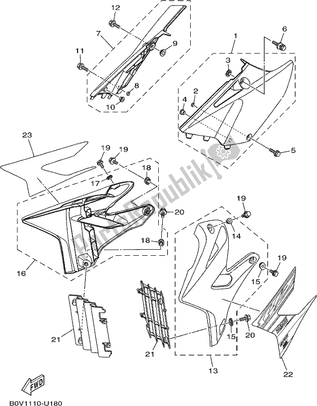 Toutes les pièces pour le Couvercle Latéral du Yamaha YZ 250X 2019