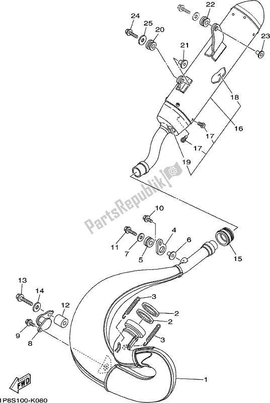 Tutte le parti per il Scarico del Yamaha YZ 250X 2020