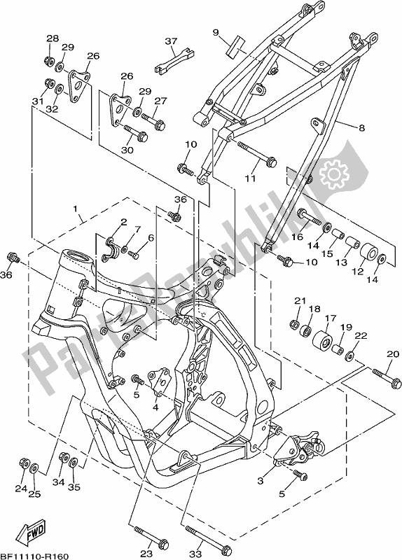 Tutte le parti per il Telaio del Yamaha YZ 250X 2020