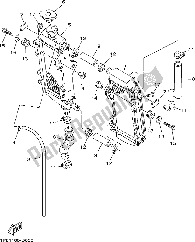 Tutte le parti per il Tubo Del Radiatore del Yamaha YZ 250X 2020