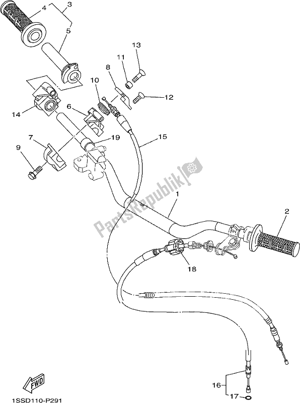 Alle onderdelen voor de Stuurhendel En Kabel van de Yamaha YZ 250X 2020