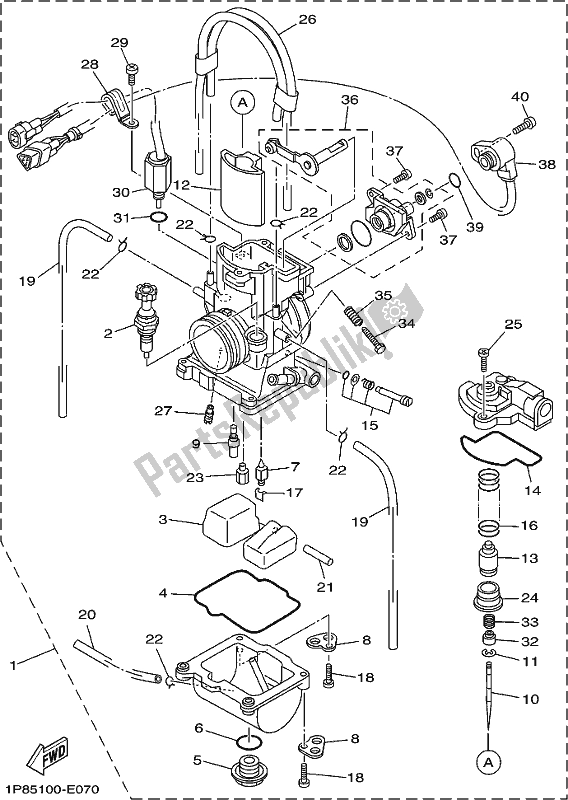 Alle onderdelen voor de Carburator van de Yamaha YZ 250X 2021