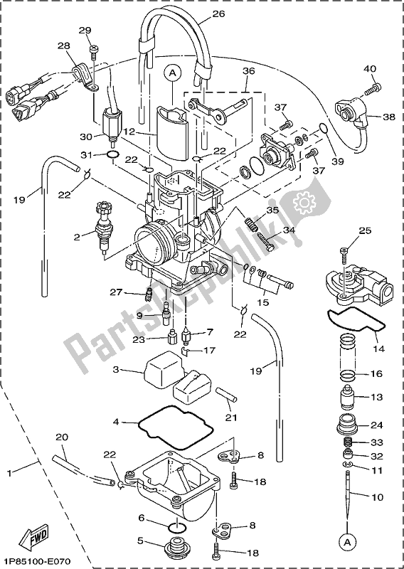 All parts for the Carburetor of the Yamaha YZ 250X 2021