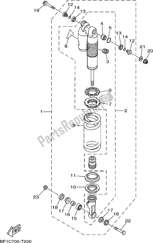 All parts for the Rear Suspension of the Yamaha YZ 250X 2021