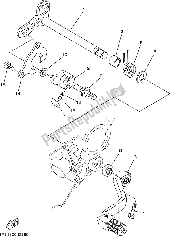Alle onderdelen voor de Schakelas van de Yamaha YZ 250X 2021