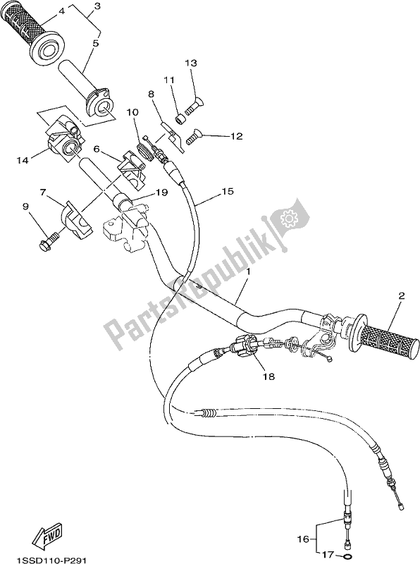 Alle onderdelen voor de Stuurhendel En Kabel van de Yamaha YZ 250X 2021