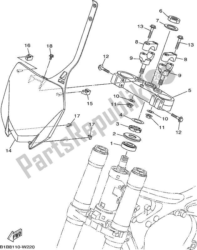 All parts for the Steering of the Yamaha YZ 250X 2021