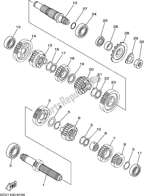 All parts for the Transmission of the Yamaha YZ 250X 2021