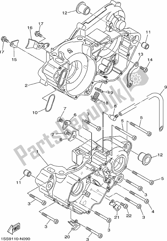 All parts for the Crankcase of the Yamaha YZ 250X 250 Cross Country 2017