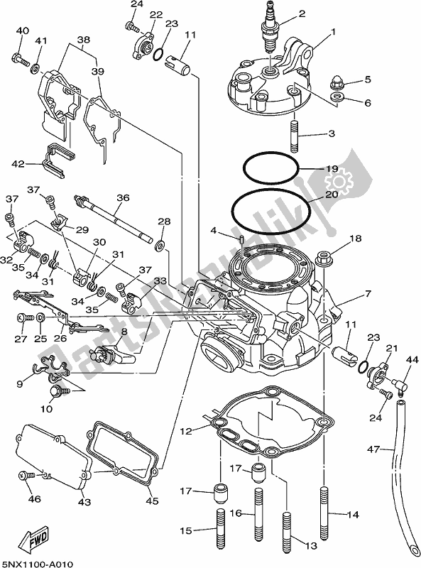 Tutte le parti per il Testata del Yamaha YZ 250X 250 Cross Country 2018