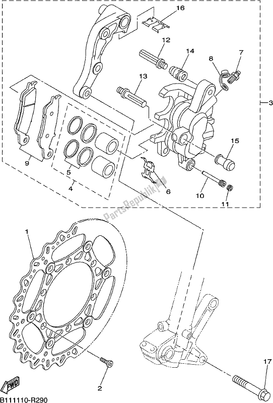 All parts for the Front Brake Caliper of the Yamaha YZ 250X 250 Cross Country 2020