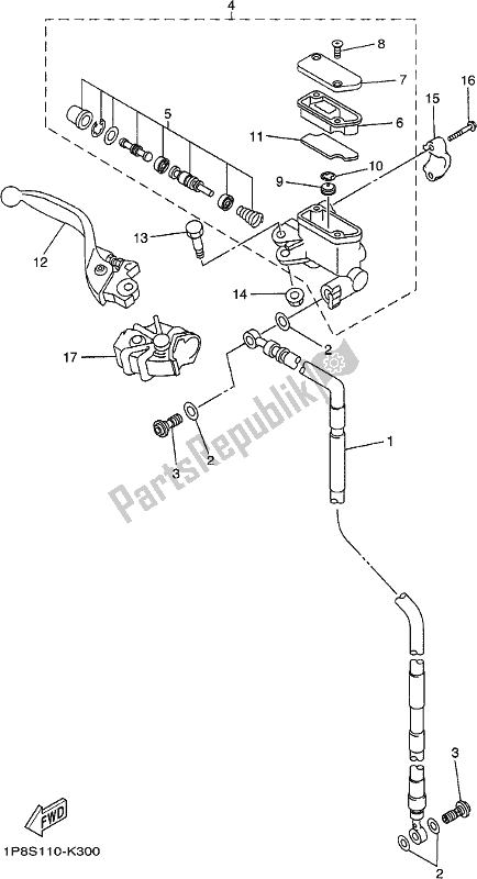 All parts for the Front Master Cylinder of the Yamaha YZ 250X 250 Cross Country 2020