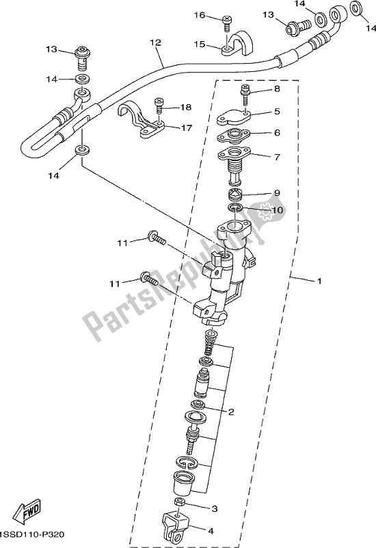 All parts for the Rear Master Cylinder of the Yamaha YZ 250X 250 Cross Country 2020