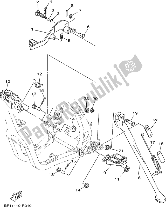 Todas las partes para Soporte Y Reposapiés de Yamaha YZ 250X 250 Cross Country 2020