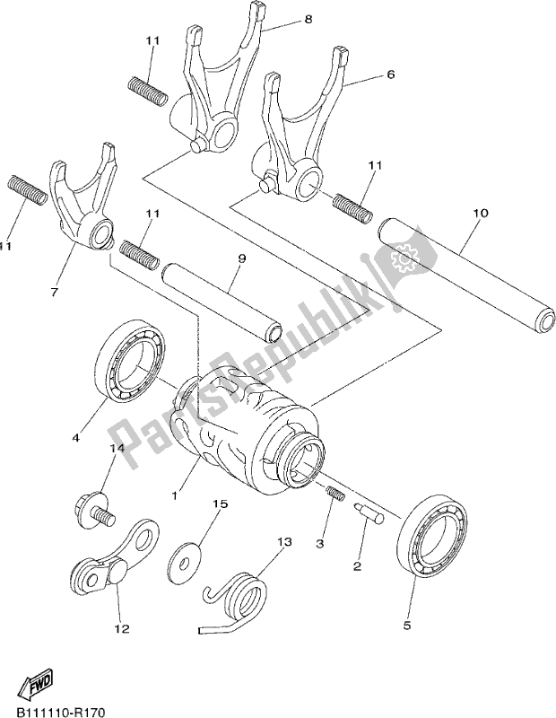 All parts for the Shift Cam & Fork of the Yamaha YZ 450F 2017