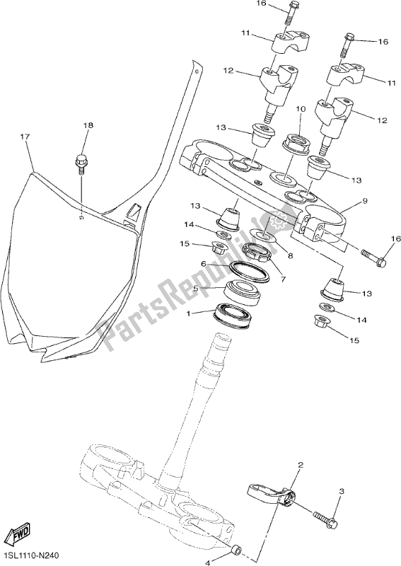 All parts for the Steering of the Yamaha YZ 450F 2017