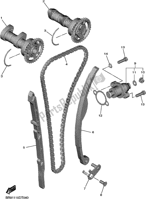 All parts for the Camshaft & Chain of the Yamaha YZ 450F 2018