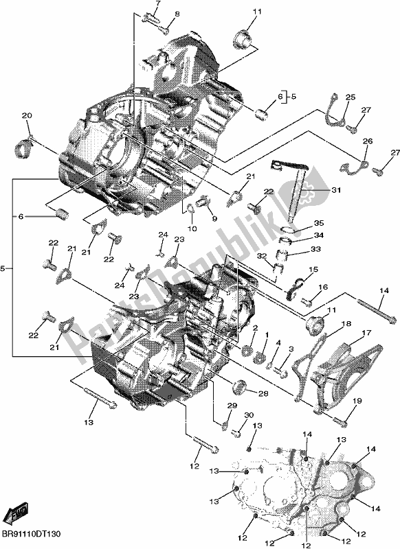 All parts for the Crankcase of the Yamaha YZ 450F 2018