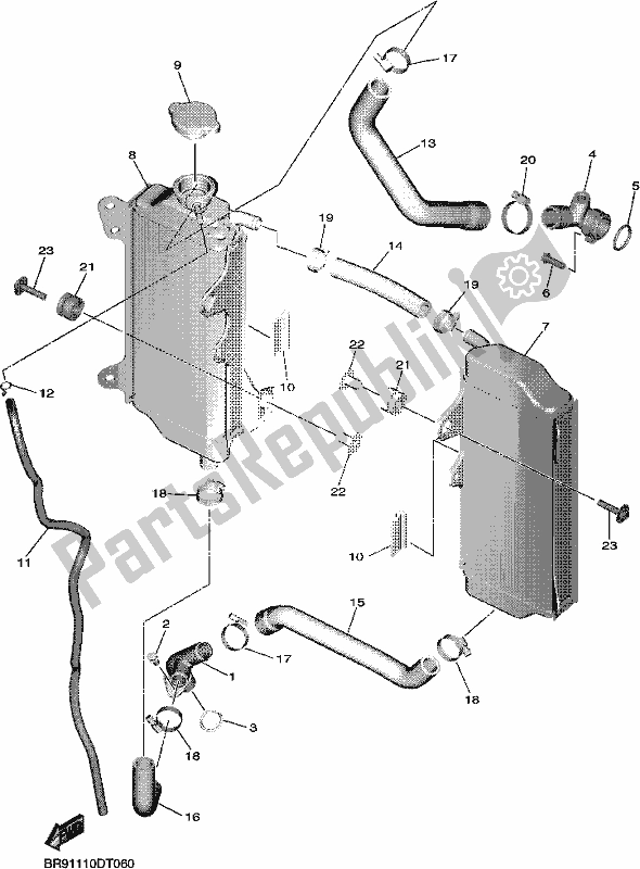 All parts for the Radiator & Hose of the Yamaha YZ 450F 2018